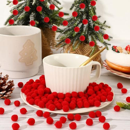 SEPGLITTER 1000 Pcs Mini Christmas Red Pom Poms Puff Balls for Crafts | 1cm Mini Size, Red Puff Balls, DIY Crafts Making, Handmade Projects, Halloween Valentines Party Supplies Decorations - style: Red Style