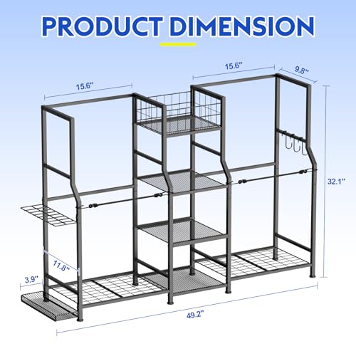samstar Golf Storage Garage Organizer, Golf Bag Storage Stand 2 Golf Bags and Equipment Accessories, Storage Rack for Home, Garage, Golf Clubs