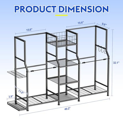 samstar Golf Storage Garage Organizer, Golf Bag Storage Stand 2 Golf Bags and Equipment Accessories, Storage Rack for Home, Garage, Golf Clubs