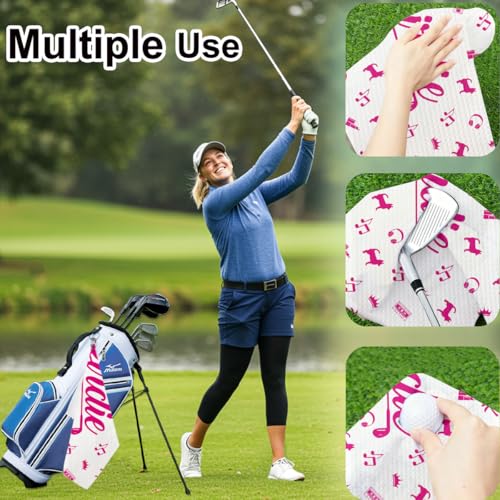 Birdie Pink Golf Towel - Funny Microfiber Waffle Women's Golf Towel with Clip - Funny Joke Logo - Perfect Ladies Golfer Gift, Birthday Retirement Gifts for Women GolfFans Golfs Lover, 16x24 Inch - color: Birdie Golf Pink