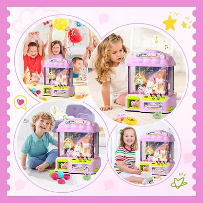 Large Claw Machine for Kids, Musical Electronic Arcade Game Console with Adjustable Sound, Christmas and Birthday Gift for Kids, Includes 30 Toys & 24 Game Coins & 20 Surprise Eggs - color: Lotus Root Pink
