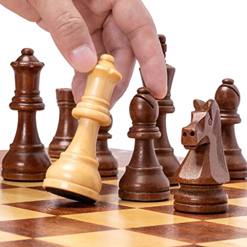 Husaria Staunton Tournament No. 6 Chessmen with 2 Extra Queens and Wooden Box, 3.9-inch Kings - color: Tan