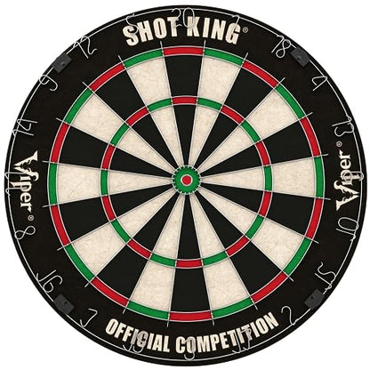 Viper by GLD Products Shot King Regulation Bristle Steel Tip Dartboard Set with Bullseye Metal Radial Spider Wire Compressed Sisal Board with Rotating Number Ring Includes 6 Darts Black