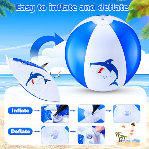 3 Pcs 12 Inch Inflatable Shark Beach Balls for Kids Shark Birthday Party Favor Decorations Pool Toy PVC Beach Ball - style: Shark