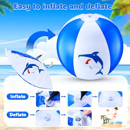 3 Pcs 12 Inch Inflatable Shark Beach Balls for Kids Shark Birthday Party Favor Decorations Pool Toy PVC Beach Ball - style: Shark