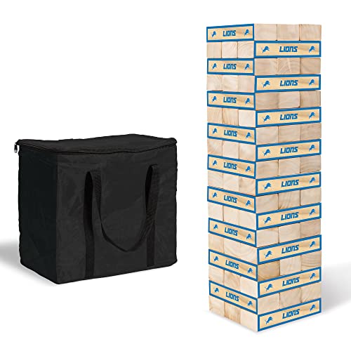 Wild Sports NFL Giant Stacking Wooden Blocks – Tumbling Tower Classic Family Game Stacks – Great Gift for Any Football Fan! - color: Detroit Lions