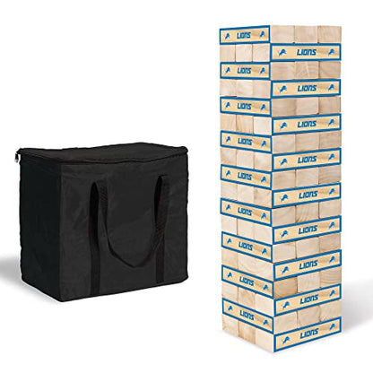 Wild Sports NFL Giant Stacking Wooden Blocks – Tumbling Tower Classic Family Game Stacks – Great Gift for Any Football Fan! - color: Detroit Lions