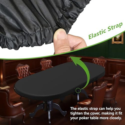 COSHNIBI Oval Poker Table Dust Cover ,420D Waterproof Game Table Cover,84" L x 42" W Black - size: Fits for 84 in 10 Player Poker Table