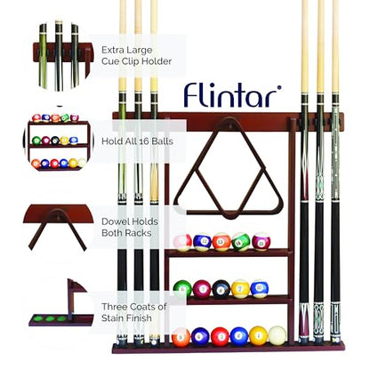 Wall Mount Cue Rack, Billiard Pool Cue Stick holder, Premium Quality Made in TAIWAN, Solid Hardwood, Cue Rack Only - color: Orange-Oak
