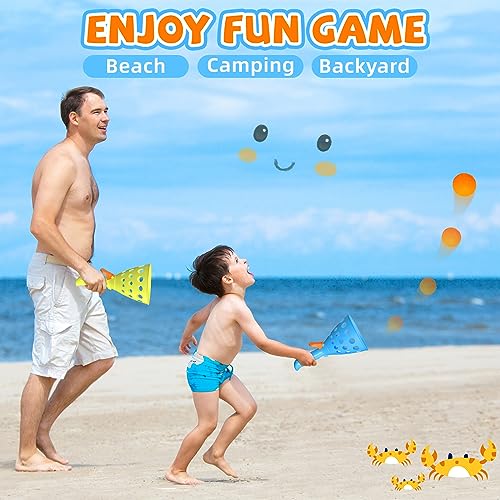 punkdog Pop and Catch Ball Game with 15 Ping Pong Balls, 5 Glow Balls and 6 Catch Launcher Baskets - Outdoor Indoor Game, Christmas Easter Party Favors Gifts Toys for Kids and Adults
