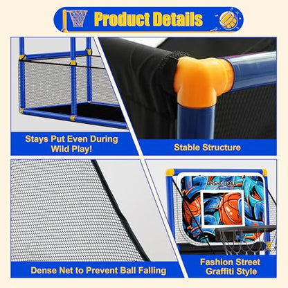 Kids Arcade Basketball Hoop with 4 Balls, Indoor Outdoor Single Shot Basketball Game for Toddler,Carnival Games Sport Toys Gifts for Boys Girls Ages 3-8 Years Old,Ideal for Competition