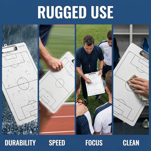 Premium Clipboard for Coaches, Durable Dry Erase WhiteBoard, Simplicity Sharpens Focus, Tactical Coaching Clip Boards, Sporting Goods Clipboards(Soccer) - style: Soccer