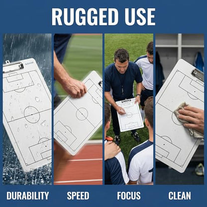 Premium Clipboard for Coaches, Durable Dry Erase WhiteBoard, Simplicity Sharpens Focus, Tactical Coaching Clip Boards, Sporting Goods Clipboards(Soccer) - style: Soccer