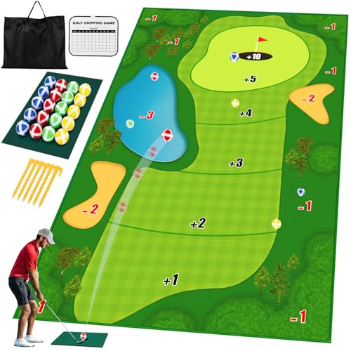 TOY Life Chipping Golf Game Mat Indoor Outdoor Games for Adults and Family Kids Outdoor Play Equipment Stick Chip Game Indoor Golf Set Backyard Games Outdoor Toys for Kids - style: Golf Green Style