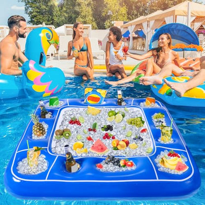 Pool Inflatable Game Table with Waterproof Playing Cards(35.5 inches×35.5 inches,Blue/White) - color: Blue/White, size: 1 Set