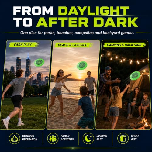 INGEAR Ultimate Frisbee Disc 175g Glowing Flying Disc: 175 gram Star Glow in The Dark Toy for Kids, Adults, Ultimate, Dogs - color: Blue