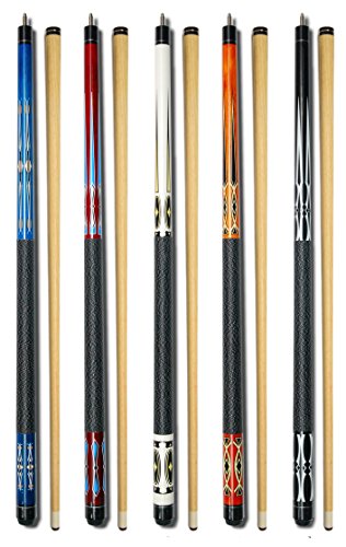 Set of 5 Pool Cues Billiard House Bar Pool Cue Sticks - color: GJ-1~GJ-5