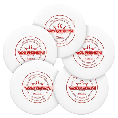 Dynamic Discs Warden Disc Golf Putter 5-Pack | Straight Flying Beadless Putt & Approach Set | Grippy Classic Plastic Feel | Smooth Release & Consistent Control | 170g+ (Colors May Vary) - size: 5-Pack (Classic)