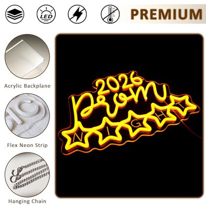 2026 Prom Night Neon Sign for Wall Decor, High School College Prom Led Signs for Dance Party, USB Dimmable Neon Lights for Class of 2026 Graduation Party Photo Backdrop - style: 2026 Prom