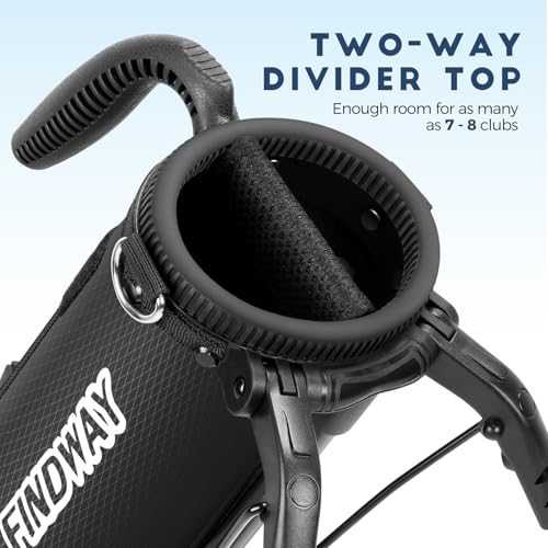 Findway Golf Stand Bag, Upgraded Par 3 Golf Bag Pitch n Putt Small Golf Bag with Ball Holder and Cooler Bag, Lightweight Golf Carry Bag for Men Women - color: Pure Black