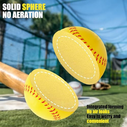 GKK 12Pack Training Ball 12 inch Foam softballs Yellow PU Foam 3.5 oz Lightweight Practice Ball Throwing Hitting for Games, Soft Toss, Batting, Fielding, Hitting, Pitching
