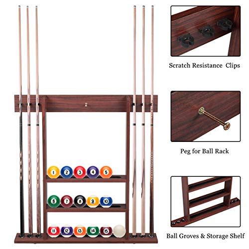 Thxbyebye 76X11X77.5cm Wall Cue Rack, Pool Cue Stick Holder, Improved Direct Wall Mounting Cue Rack Only (Cues, Balls and Ball Rack not Included)