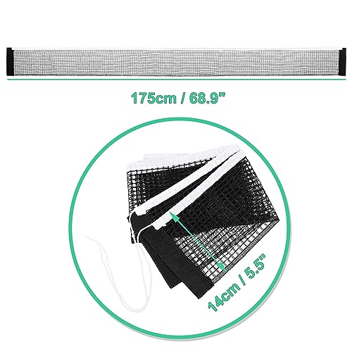 uxcell Retractable Ping Pong Net for Any Table, Portable Table Tennis Net Replacement, Folding 68" Nylon String Tension Ping Pong Table Net for Indoor Outdoor, 1 Pack Black
