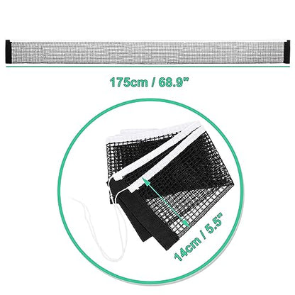 uxcell Retractable Ping Pong Net for Any Table, Portable Table Tennis Net Replacement, Folding 68" Nylon String Tension Ping Pong Table Net for Indoor Outdoor, 1 Pack Black