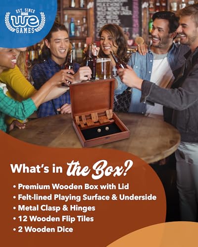 WE Games Shut-the-Box Board Game in Wooden Box with Dice - color: Brown