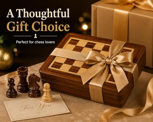 Crafted Chess Art- Handmade Personalised Luxury Chess Set-Mens Personalised Gift- Magnetic Wooden Chess Set- Travel Chess Games - Birthday Chess Gift- (5 Inches) (Acacia Wood) (5 Inches/ 12.7 Cm) - color: 5 Inch Chess Board