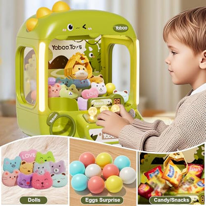64 PCS Large Claw Machine for Kids Dinosaur,Vending Machine Toys for Boys 5 6 7 8 Year Old,Candy and Prize Electronic Dispenser Game Ages 5-7 6-8,Birthday Gift for 3 4 5 6 Year Old Boy Girl - style: Dinosaur
