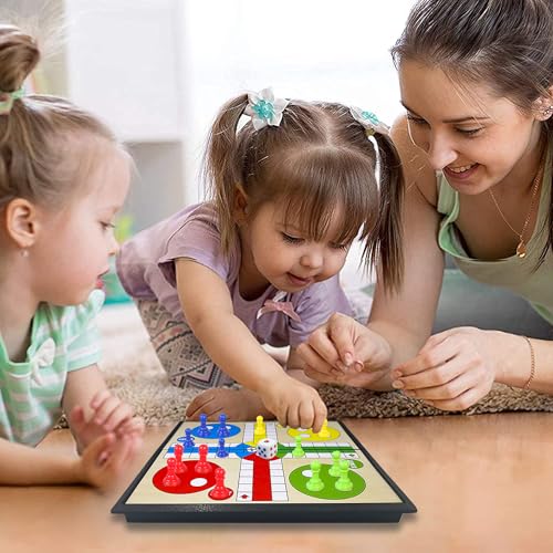 KIDAMI Mini Magnetic Ludo Travel Board Game Set, Folding Design and Light-Weight, Gift for Kids Toddlers (7.64 × 7.64 inches) - color: Ludo