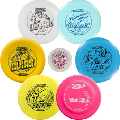 INNOVA DX 3 Disc Golf Starter Kits for Men, Women, & Kids, Putter, Midrange, Driver, Bonus G3T Mini, Weight Ranges 140-180, Beginner Frisbee Golf Set, Fade Bag Sold Seperat