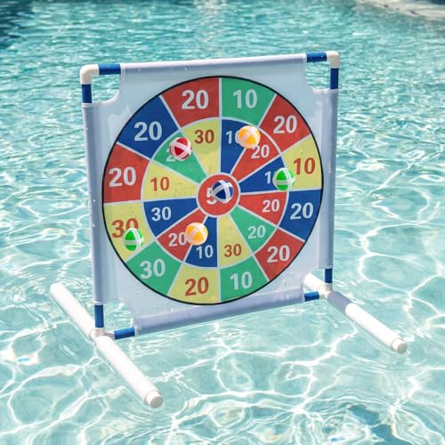 Pool Dart Game Set 24" Large Pool Game Toys Swimming Floats Dart Board with Sticky Balls Swimming Water Indoor Outdoor Beach Yard Playset, Summer Family Fun Party Birthday Gift
