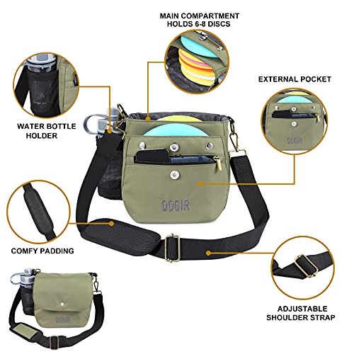 QOGIR Lightweight Disc Golf Bag: Durable Disc Golf Bag with 8+ Disc Capacity, Introductory Discs Golf Bag, Holds Water Bottle and Accessories, Great for Beginners - color: Green