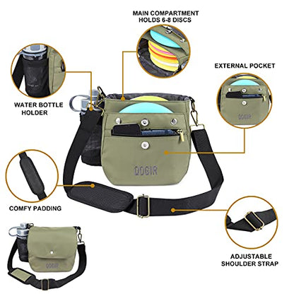 QOGIR Lightweight Disc Golf Bag: Durable Disc Golf Bag with 8+ Disc Capacity, Introductory Discs Golf Bag, Holds Water Bottle and Accessories, Great for Beginners - color: Green