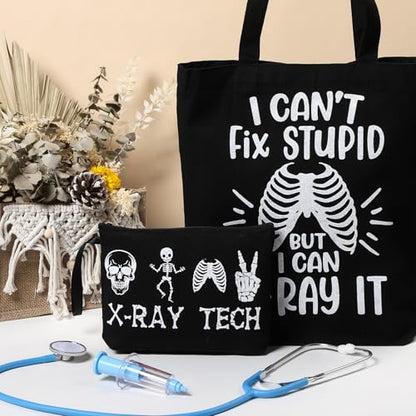 Sieral 2 Pcs Animal Lover Bag Gift for Women Travel Canvas Tote Portable Zipper Pouch Canvas Reusable Grocery Tote - style: X-ray