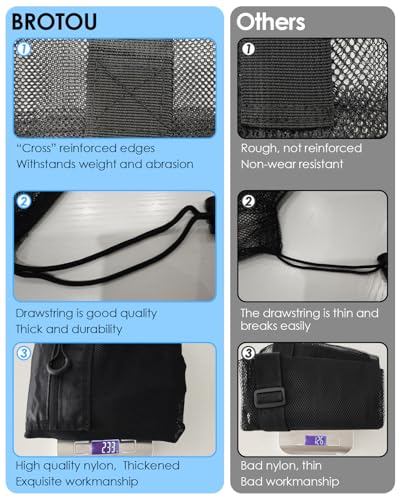 BROTOU Thickened Extra Large Sports Ball Bag Mesh Socce Ball Bag Heavy Duty Drawstring Bags Team Work for Holding Basketball, Volleyball, Baseball, Swimming Gear with Shoulder Strap - size: 18" x 28"