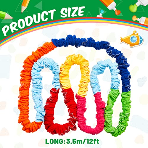 Jecery Cooperative Stretchy Band Carnival Games Elastic Fleece Tug of War Rope Sack Race Bags Legged Race Bands for Stretchy Band Music Activities Field Day Kids Adult Games - size: 12 ft