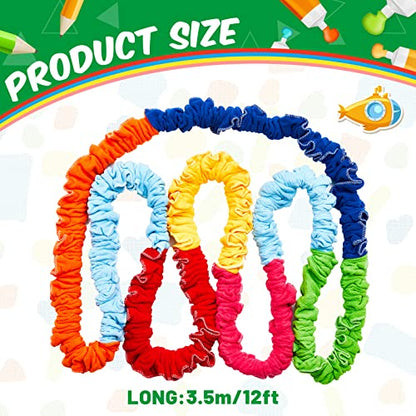 Jecery Cooperative Stretchy Band Carnival Games Elastic Fleece Tug of War Rope Sack Race Bags Legged Race Bands for Stretchy Band Music Activities Field Day Kids Adult Games - size: 12 ft