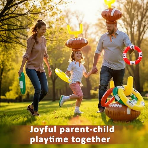 Football Goal Post Ring Toss Game Inflatable Football Post Ring Toss for Sports Birthday Party Game Day Tailgate Party Supplies
