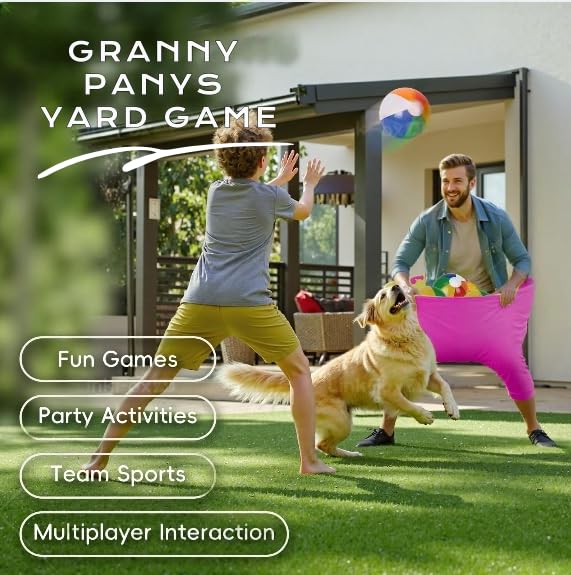 Granny Pants Yard Game, 8/16 Elastic Balls+Pump, Backyard Parties and Field Day，Tailgate & Backyard Lawn Games for BBQ, Camping, Team Building Events - color: PINK+BLUE