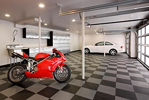 GarageDeck Coin Pattern, Durable Interlocking Modular Garage Flooring Tile (12 Pack), Black - color: Black, size: 12 Pack
