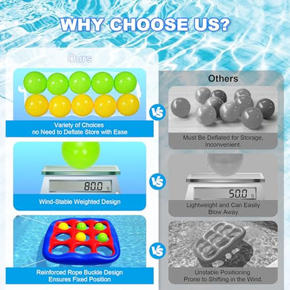 Pool Games Set- Tic-Tac-Toe Inflatable Pool Toys with 10 Balls Fun Summer Swimming Pool Party Beach Lawn Outdoor Camping Party Float Game Water Ball Toys for Adults Teens Kids 2-10 Players - color: Blue and Red