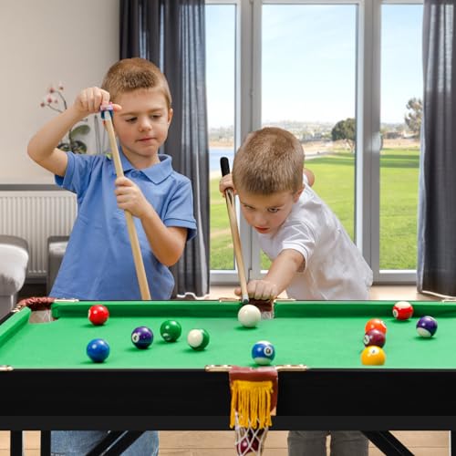 HONEY JOY 48" Pool Table, 4 FT Mini Portable Folding Pool Game Table Set w/ 2 Cue Sticks, 16 Balls, Triangle, 2 Chalks & Brush, Indoor & Outdoor, Billiard Tables for Kids Adults Family Game Room