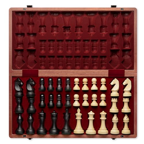 A&A Premium Tournament Chess Set, 19" Wooden Board & 3.75" King Height Staunton Pieces with 2 Extra Queens, Portable Travel Game Set (Natural Mahogany, 19 Inches) - color: Mahogany-o, size: 19 Inches