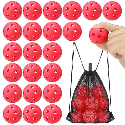 Lunmon 36 Pcs Practice Baseball 42mm Small Training Balls Plastic Hollow Softballs Golf Balls with a Drawstring Bag for Backyard Hitting Batting Training Indoor Outdoor Use - color: Red