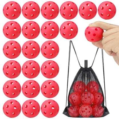Lunmon 36 Pcs Practice Baseball 42mm Small Training Balls Plastic Hollow Softballs Golf Balls with a Drawstring Bag for Backyard Hitting Batting Training Indoor Outdoor Use - color: Red