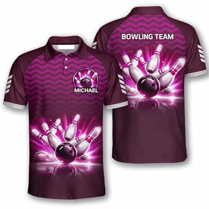 GABITA Personalized Bowling Jerseys for Men, Custom Bowling Polo Shirt, Bowling Shirts Gift for Bowler Team Player - color: A58
