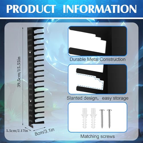 Video Game Storage Stand - Wall Mount Rack, Heavy Duty Metal Holder, Metal Wall Mounted Game Case Holder | Gamecase Organizer for Living Room Bedroom Office Equipment Bar Station Home Entertainment